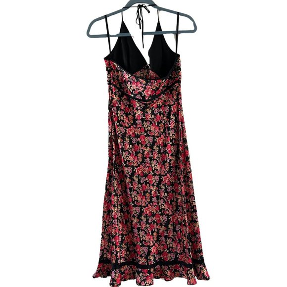 Vintage 90s y2k Express Halter Floral Silk Midi Slip Dress Size 7/8 - Picture 2 of 6